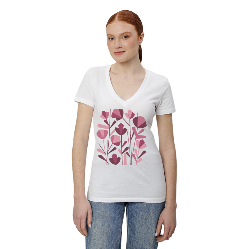 Flowers - Women's Short Sleeve V-Neck T-Shirt