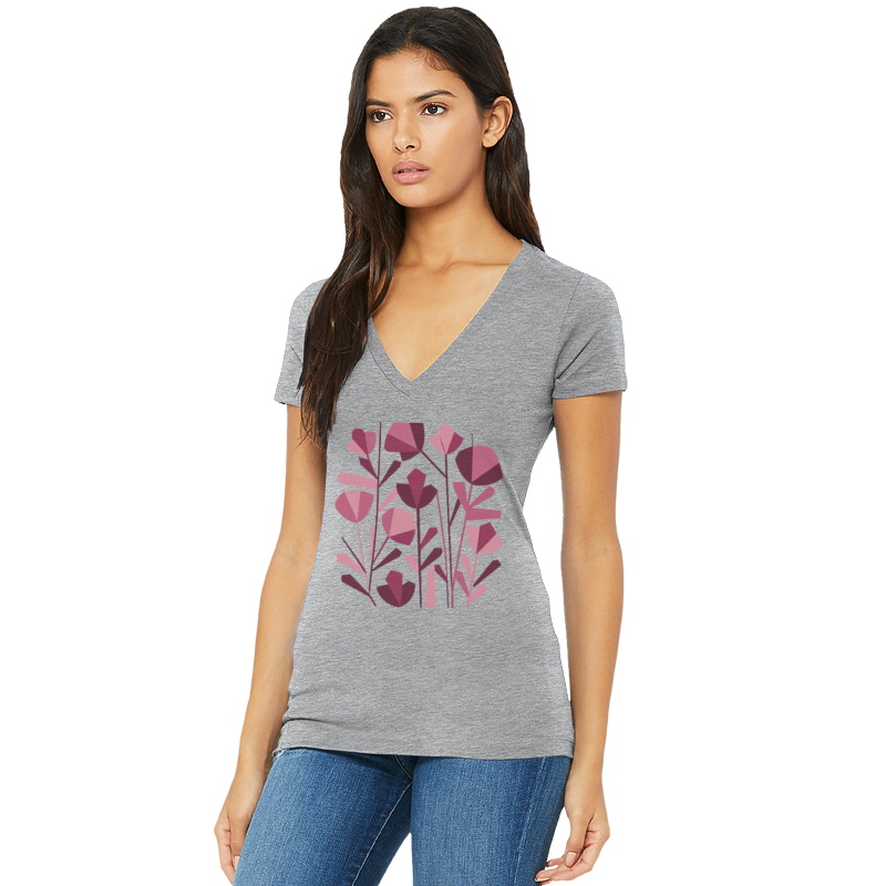 Flowers - Women's Short Sleeve V-Neck T-Shirt