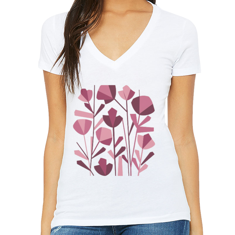 Flowers - Women's Short Sleeve V-Neck T-Shirt