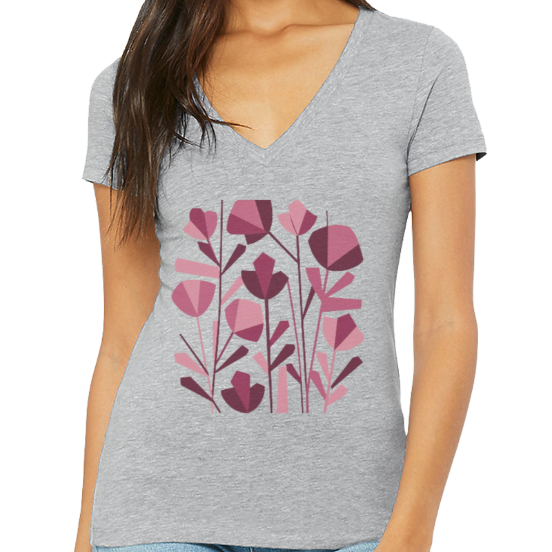 Flowers - Women's Short Sleeve V-Neck T-Shirt