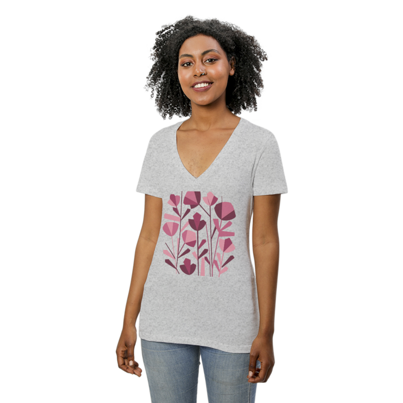 Flowers - Women's Short Sleeve V-Neck T-Shirt