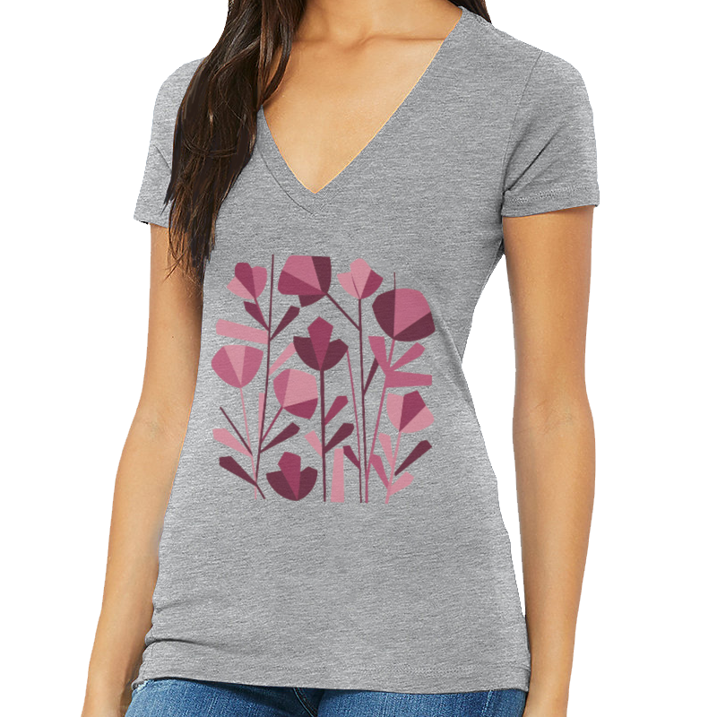 Flowers - Women's Short Sleeve V-Neck T-Shirt