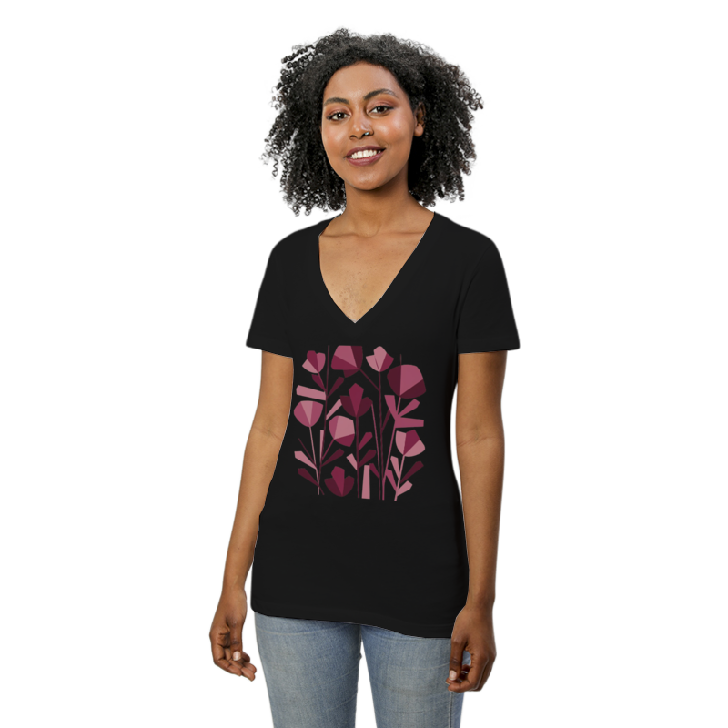 Flowers - Women's Short Sleeve V-Neck T-Shirt