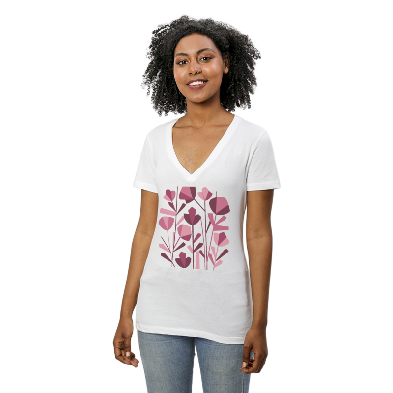 Flowers - Women's Short Sleeve V-Neck T-Shirt