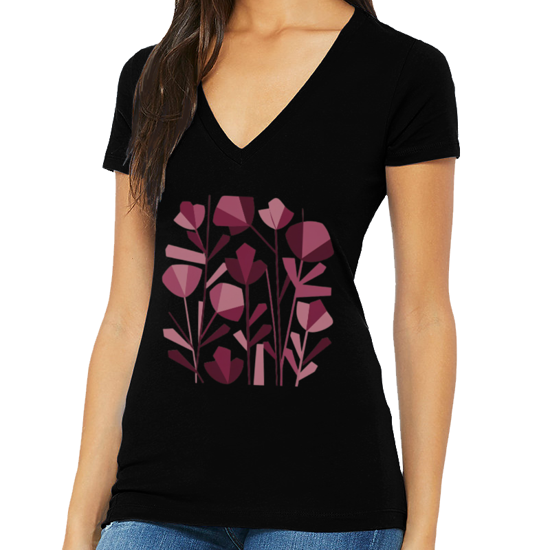 Flowers - Women's Short Sleeve V-Neck T-Shirt