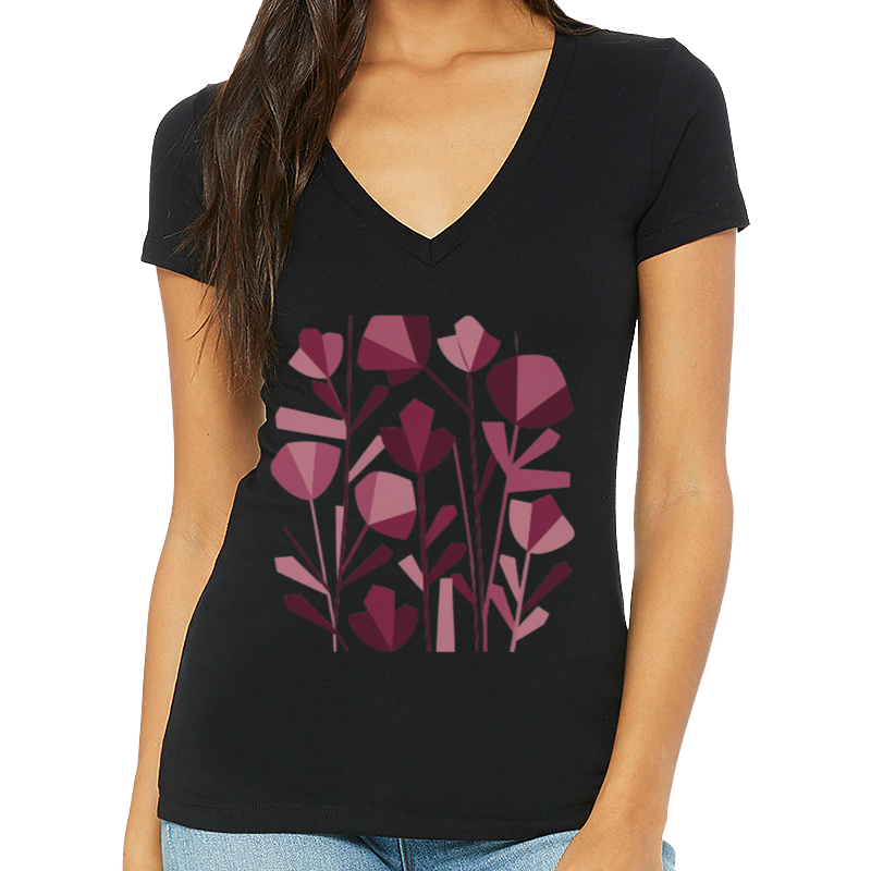 Flowers - Women's Short Sleeve V-Neck T-Shirt