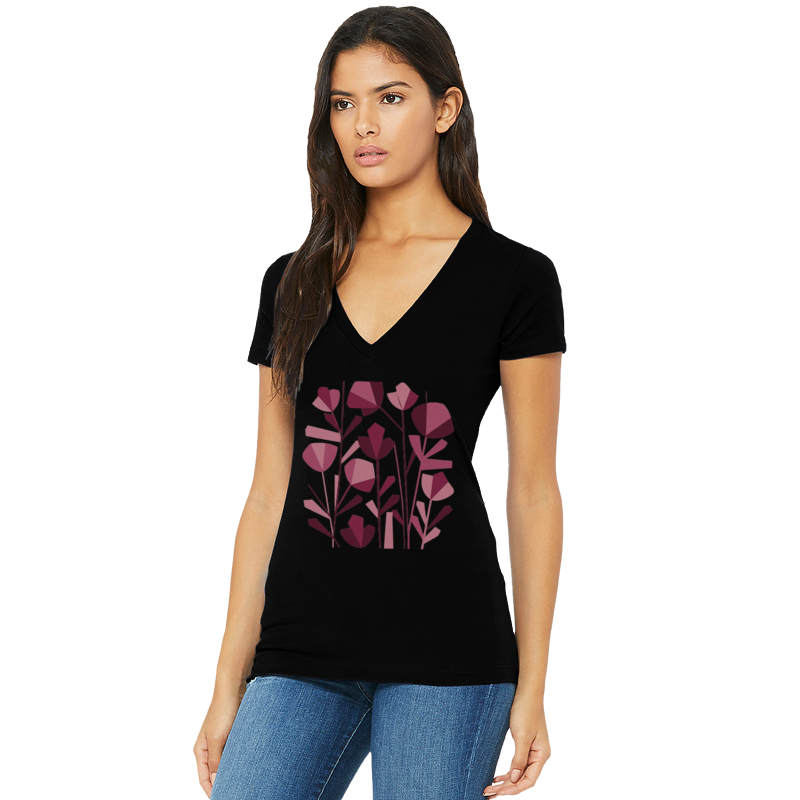 Flowers - Women's Short Sleeve V-Neck T-Shirt