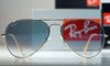 RAY-BAN Aviator Gradient Gold Metal Light Blue Len RB3025 001/3F