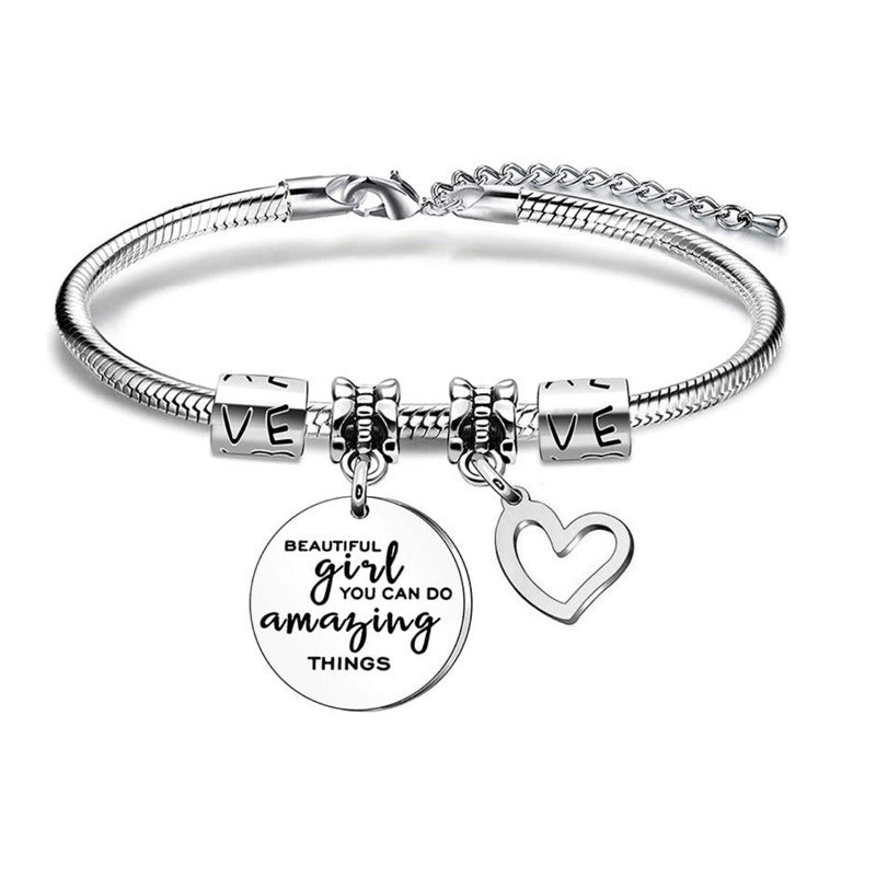 Hollow Heart Love Bangle Bracelet