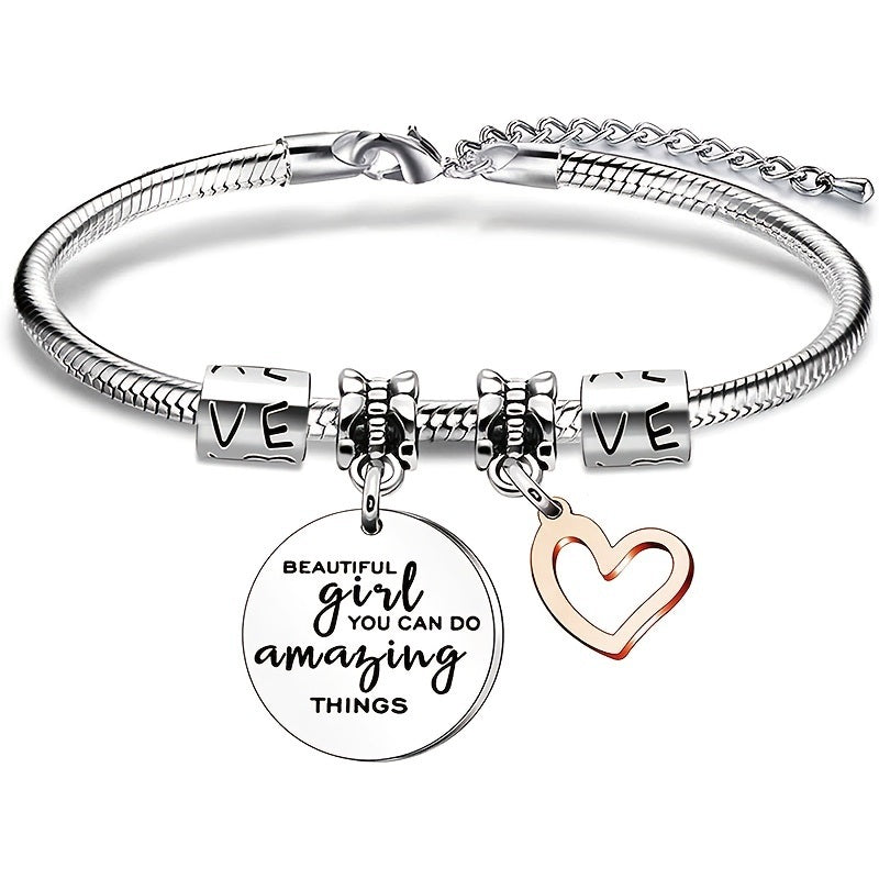 Hollow Heart Love Bangle Bracelet